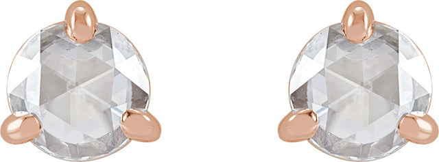 14K Gold Lab-Grown Moissanite Round 3-Prong Claw Rose-Cut Stud Earrings - Rose Gold - view 8