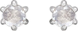 14K Gold Natural Diamond Round 6-Prong Rose-Cut Stud Earrings - White Gold - view 4