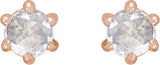 14K Gold Natural Diamond Round 6-Prong Rose-Cut Stud Earrings - Rose Gold - view 4
