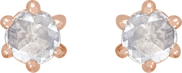 14K Gold Natural Diamond Round 6-Prong Rose-Cut Stud Earrings - Rose Gold - view 4