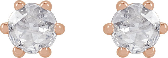 14K Gold Natural Diamond Round 6-Prong Rose-Cut Stud Earrings - Rose Gold - view 4