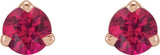 14K Gold Natural Ruby Round 3-Prong Claw Cocktail-Style Stud Earrings - Rose Gold - view 4