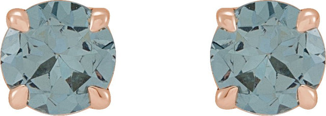 14K Gold Natural Gray Spinel Round 4-Prong Claw Stud Earrings - Rose Gold - view 5