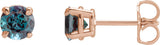 14K Gold Lab-Grown Alexandrite Round 4-Prong Claw Stud Earrings - Rose Gold - view 4