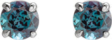 Platinum Lab-Grown Alexandrite Round 4-Prong Claw Stud Earrings - view 5