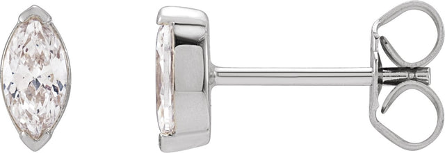 14K Gold Marquise Lab-Grown Diamond Stud Earrings - White Gold - view 3