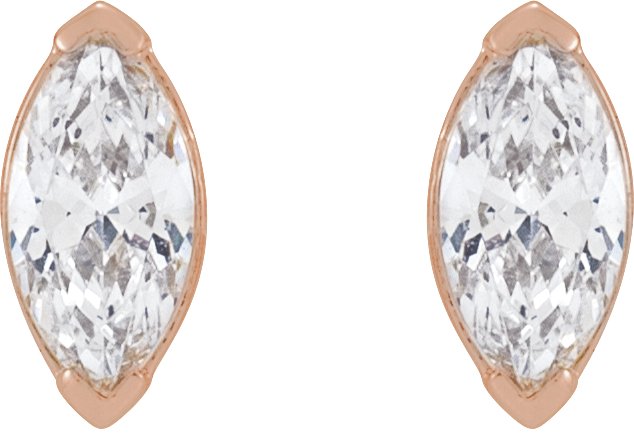 14K Gold Marquise Lab-Grown Diamond Stud Earrings - Rose Gold - view 4