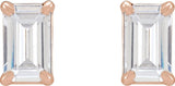 14K Gold Emerald Lab-Grown Diamond Stud Earrings - Rose Gold - view 4