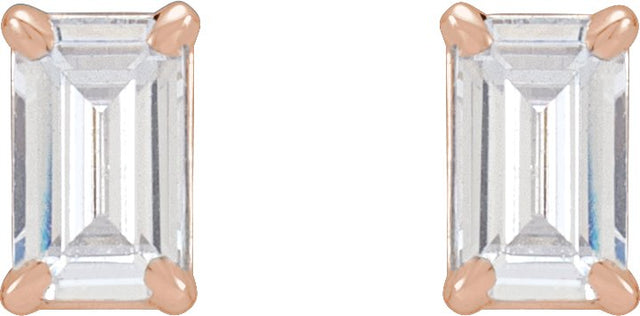 14K Gold Emerald Lab-Grown Diamond Stud Earrings - Rose Gold - view 4