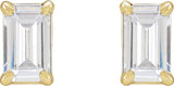 14K Gold Emerald Lab-Grown Diamond Stud Earrings - Yellow Gold - view 4