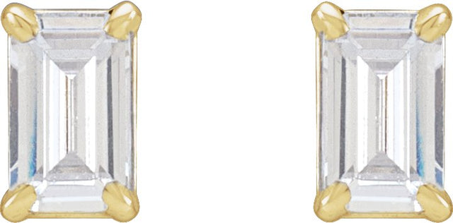 14K Gold Emerald Lab-Grown Diamond Stud Earrings - Yellow Gold - view 4