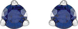 Platinum Natural Blue Sapphire Round 3-Prong Claw Cocktail-Style Stud Earrings - view 4