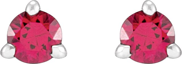 14K Gold Natural Ruby Round 3-Prong Claw Cocktail-Style Stud Earrings - White Gold - view 6