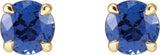 14K Gold Lab-Grown Blue Sapphire Round 4-Prong Claw Stud Earrings - Yellow Gold - view 4