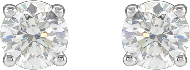 14K Gold Natural Diamond Round 4-Prong Stud Earrings – 2.8-6.3mm Stones - White Gold - view 4