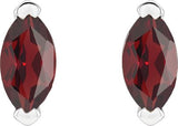Platinum Marquise Natural Mozambique Garnet Solitaire V-Prong Stud Earrings - view 6