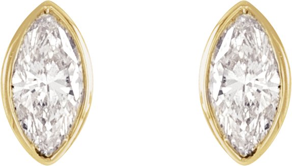 14K Gold Natural Diamond Marquise Bezel-Set Stud Earrings - Yellow Gold - view 4