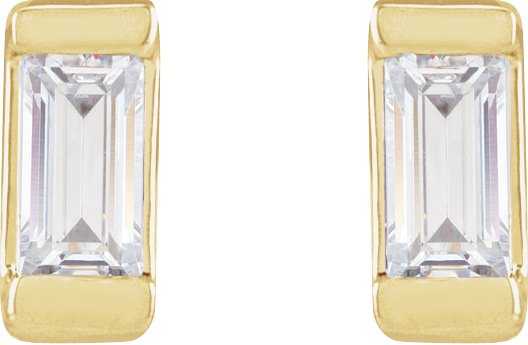 14K Gold Lab-Grown Diamond Straight Baguette Bezel-Set Stud Earrings - Yellow Gold - view 8