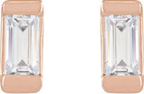14K Gold Lab-Grown Diamond Straight Baguette Bezel-Set Stud Earrings - Rose Gold - view 8