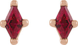 14K Gold Lab-Grown Ruby Lozenge 4-Prong Stud Earrings - Rose Gold - view 4