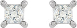 14K Gold Square Lab-Grown Diamond Stud Earrings - White Gold - view 4