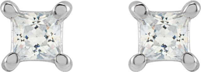 14K Gold Square Lab-Grown Diamond Stud Earrings - White Gold - view 4