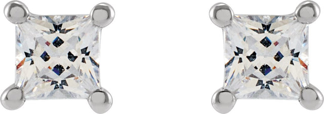 14K Gold Square Lab-Grown Diamond Stud Earrings - White Gold - view 4