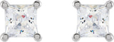14K Gold Square Lab-Grown Diamond Stud Earrings - White Gold - view 4