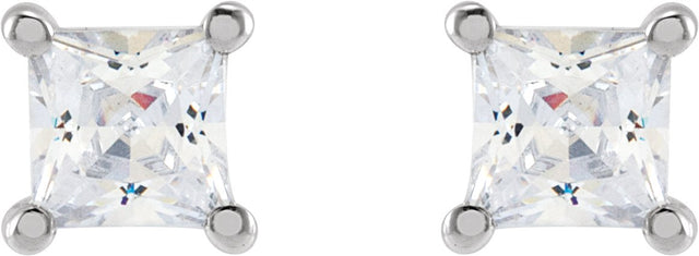 14K Gold Square Lab-Grown Diamond Stud Earrings - White Gold - view 4