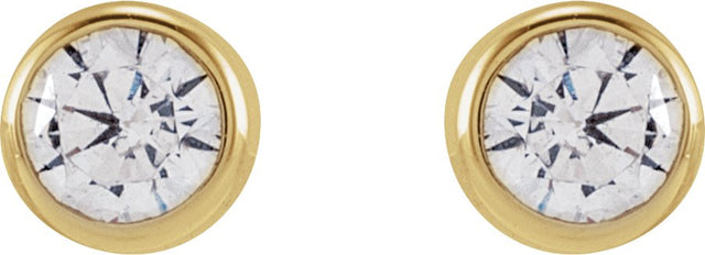 14K Gold Lab-Grown Diamond Round Bezel-Set Stud Earrings – 2.5-4mm Stones - Yellow Gold - view 4