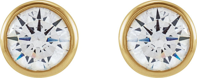 14K Gold Lab-Grown Diamond Round Bezel-Set Stud Earrings – 2.5-4mm Stones - Yellow Gold - view 4
