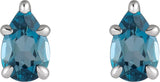 Platinum Natural London Blue Topaz Pear 5-Prong Claw Stud Earrings - view 4