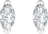 Platinum Marquise Natural Diamond Solitaire V-Prong Stud Earrings - view 6