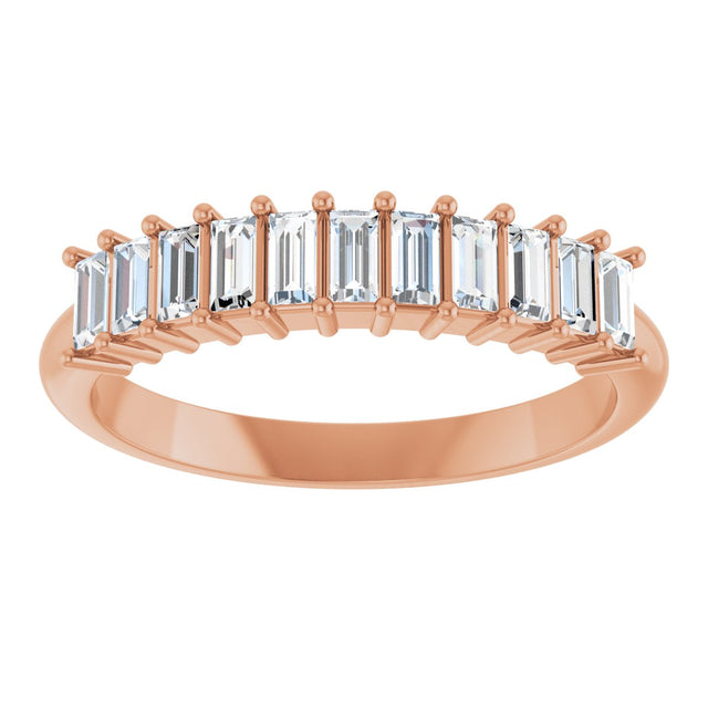 14K Gold Straight Baguette Natural Diamond Eleven-Stone Anniversary Band – 1/2–3/4 CTW - Rose Gold - view 4