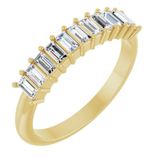 14K Gold Straight Baguette Lab-Grown Diamond Eleven-Stone Anniversary Band – 1/3–5/8 CTW - Yellow Gold