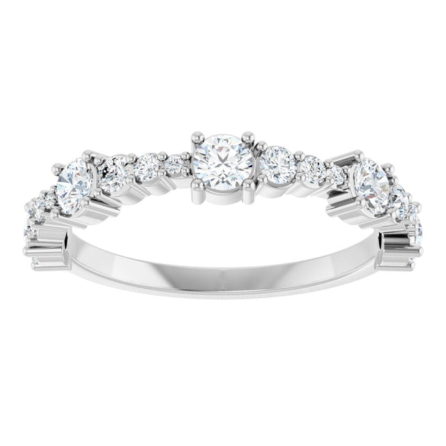 14K Gold Round Natural Diamond Anniversary Band – 5/8 CTW - White Gold - view 3