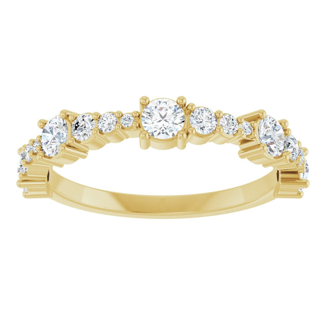 14K Gold Round Natural Diamond Anniversary Band – 5/8 CTW - Yellow Gold - view 3