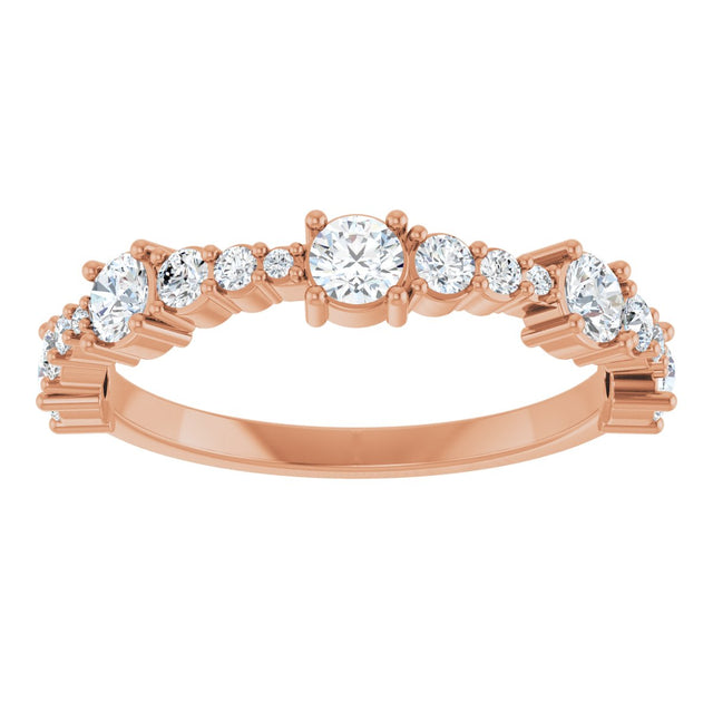 14K Gold Round Natural Diamond Anniversary Band – 5/8 CTW - Rose Gold - view 3