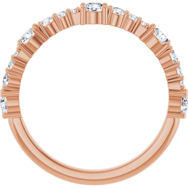 14K Gold Round Natural Diamond Anniversary Band – 5/8 CTW - Rose Gold - view 2
