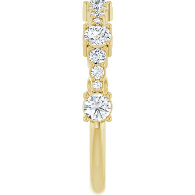 14K Gold Round Natural Diamond Anniversary Band – 5/8 CTW - Yellow Gold - view 4