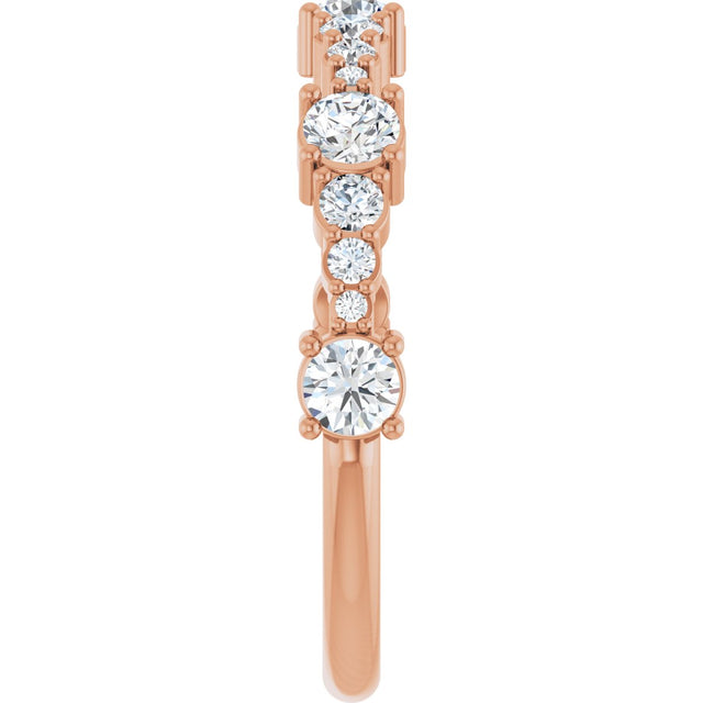 14K Gold Round Natural Diamond Anniversary Band – 5/8 CTW - Rose Gold - view 4