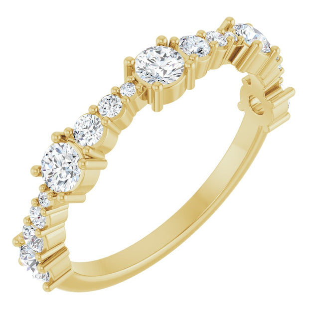 14K Gold Round Natural Diamond Anniversary Band – 5/8 CTW - Yellow Gold - view 2