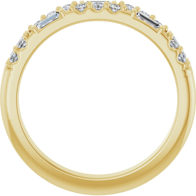 14K Gold Straight Baguette Natural Diamond Anniversary Band – 1/3 CTW - Yellow Gold - view 2