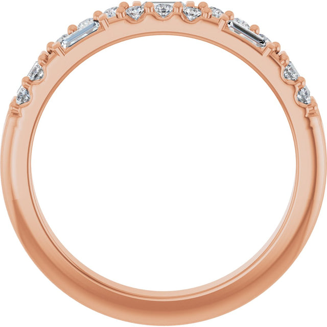 14K Gold Straight Baguette Natural Diamond Anniversary Band – 1/3 CTW - Rose Gold - view 2