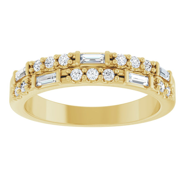 14K Gold Straight Baguette Natural Diamond Anniversary Band – 1/3 CTW - Yellow Gold - view 3