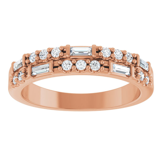 14K Gold Straight Baguette Natural Diamond Anniversary Band – 1/3 CTW - Rose Gold - view 3