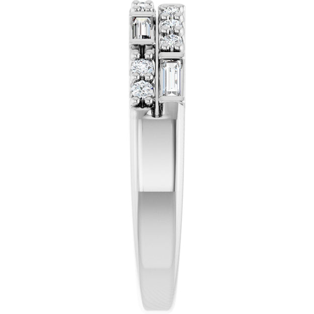 14K Gold Straight Baguette Natural Diamond Anniversary Band – 1/3 CTW - White Gold - view 4