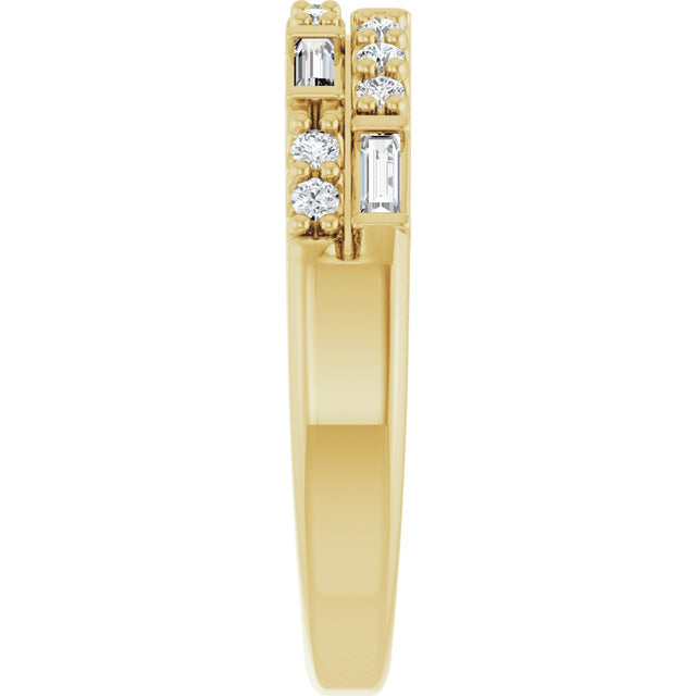 14K Gold Straight Baguette Natural Diamond Anniversary Band – 1/3 CTW - Yellow Gold - view 4