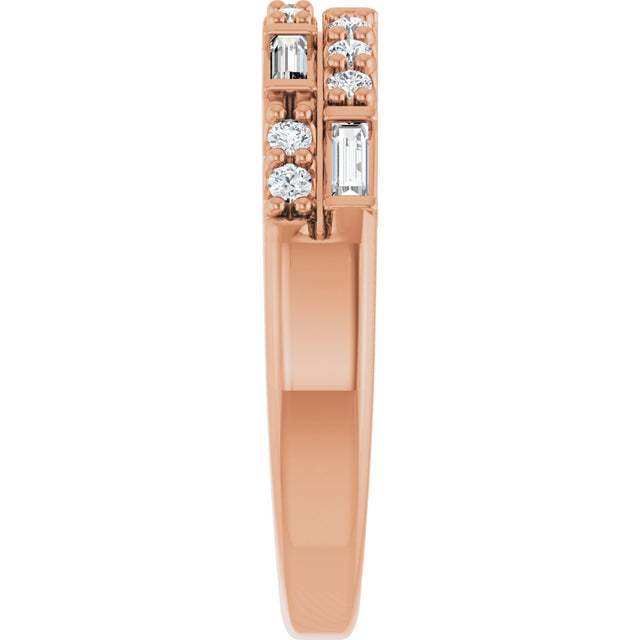 14K Gold Straight Baguette Natural Diamond Anniversary Band – 1/3 CTW - Rose Gold - view 4