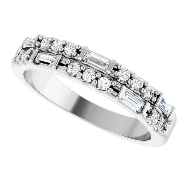 14K Gold Straight Baguette Natural Diamond Anniversary Band – 1/3 CTW - White Gold - view 5